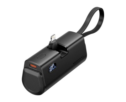 Vention PowerBank 4800mAh - Lightning - Carga Rapida 22.5W - Conector Plegable - Color Negro