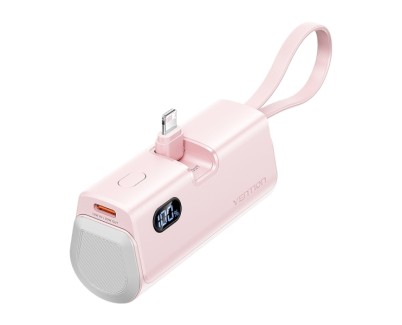 Vention PowerBank 4800mAh - Lightning - Carga Rapida 22.5W - Conector Plegable - Color Rosa