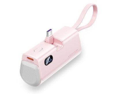 Vention PowerBank 4800mAh - USB-C - Carga Rapida 22.5W - Conector Plegable - Color Rosa