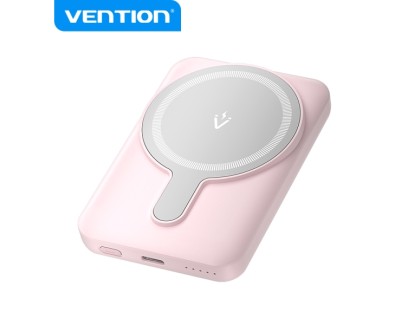 Vention PowerBank 5000mAh Magnetico Inalambrico - Carga Rapida 20W - USB-C Dual - Display Luminoso - Color Rosa