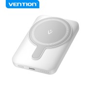 Vention PowerBank 5000mAh Magnetico Inalambrico - USB-C Dual - 20W - Display Luminoso - Carga Rapida - Material Resistente - Color Blanco
