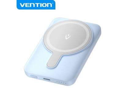 Vention PowerBank 5000mAh Magnetico Inalambrico - USB-C Dual - Carga Rapida 20W - Display Luminoso - Color Azul