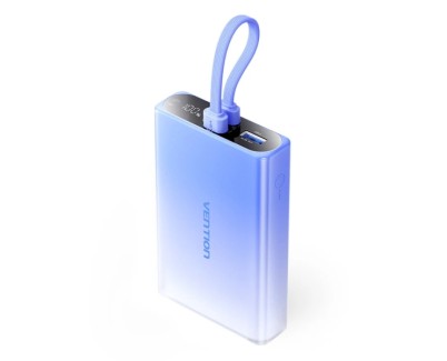 Vention Powerbank de 10000mAh - Potencia de Salida hasta 22.5W - USB-A - USB-C - Pantalla - Linterna LED Integrada - Apto para Viajes Aereos - 108x68x22mm - Color Azul