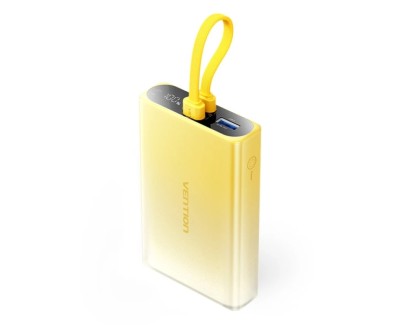 Vention Powerbank de 10000mAh - Potencia de Salida hasta 22.5W - USB-A - USB-C - Pantalla - Linterna LED Integrada - Apto para Viajes Aereos - Color Amarillo