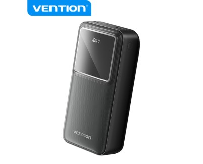 Vention Powerbank de Energia - 30000mAh - Carga Rapida 22.5W - USB-C/USB-A - Pantalla LED - Color Negro