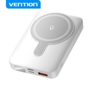 Vention Powerbank Inalambrico Magnetico 10000 mAh - Pantalla LED - Carga Rapida 22.5 W - USB-C/Lightning/USB-A - Color Blanco