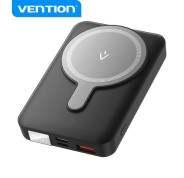 Vention Powerbank Inalambrico Magnetico 10000 mAh - Pantalla LED - Carga Rapida 22.5 W - USB-C/Lightning/USB-A - Color Negro