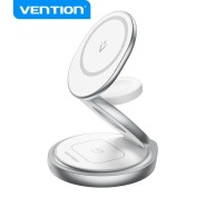 Vention Soporte de Cargador Inalambrico 3 en 1 con MagSafe - Carga Rapida - Rotacion 360° - Proteccion de Ocho Capas - Color Blanco