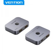 Vention Switch/Splitter HDMI 2.1 8K Bidireccional HDMI Hembra/USB-C Hembra a 2x HDMI Hembra - Color Gris
