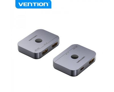 Vention Switch/Splitter HDMI 2.1 8K Bidireccional HDMI Hembra/USB-C Hembra a 2x HDMI Hembra - Color Gris