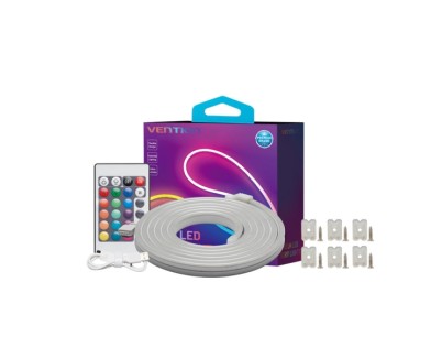 Vention Tira de Luces LED de Neon - Silicona - Control Remoto - USB 5V - 5m - Flexible y Duradera - Resistente al Agua IP65