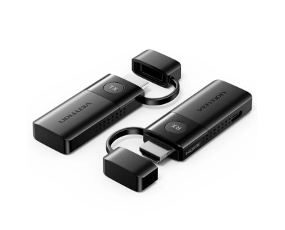 Vention Transmisor y Receptor HDMI Inalambrico - Resolucion Full HD - Alcance hasta 50m - 2 Cables USB a USB-C de 0.5m Incluidos - Color Negro