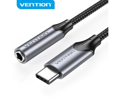 Vention USB-C a Jack 3.5mm DAC 5 - Sonido Alta Fidelidad - Chip Audio Profesional - Compatibilidad Universal - Color Gris