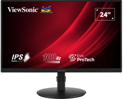 Viewsonic Monitor 23.8\" VA2408-HDJ LED IPS FullHD - 100Hz - Respuesta 5ms -16:9 - VGA - HDMI - DisplayPort - Ajustable en Altura - Giratorio - Inclinable - VESA 100x100 - Color Negro