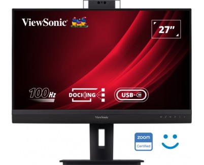Viewsonic Monitor 27\" VG2757V-2K QHD IPS - HDMI - DisplayPort - Monitor con Webcam - USB Type C (90W charging) - RJ45 Ethernet - 2 USB - Altavoces - Windows Hello - Color Negro