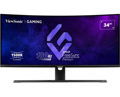 Viewsonic Monitor 34\" VX3418-2KPC QHD - 144hz - Respuesta 1ms - 1500R Curve Monitor - 21:9 - Adaptive Sync - 2 HDMI - 2 DisplayPort - Altavoces - Ajustable en Altura - Color Negro