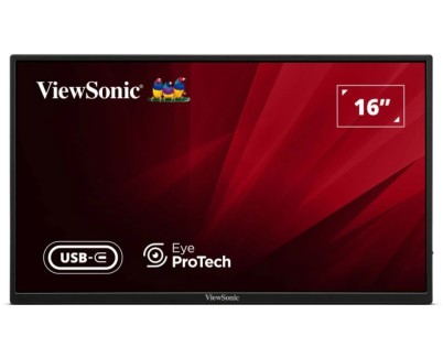 ViewSonic VA1650 Monitor Portatil 16\" IPS FHD 60Hz - Respuesta 7ms - Altavoces 2W - HDMI, USB-C - VESA 75x75 mm - Color Negro