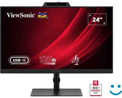 ViewSonic VG2441V Monitor LED 27\" IPS FHD - Respuesta 4ms - Altavoces 4W - Webcam - Ajustable en Altura, Giratorio e Inclinable - HDMI, DisplayPort, USB-C - VESA 100x100mm - Color Negro