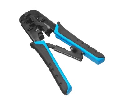 WP Crimpadora Metalica para RJ11/RJ12/RJ45 de Carraca - Funcion Pelacables - Color Negro y Azul
