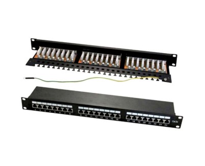 WP Patch Panel de 24 Puertos RJ45 Cat. 6A STP 1U - Color Negro