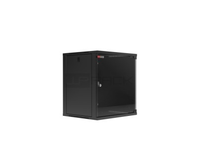 WP RWA-06604-B Armario Mural 6U Fondo 450 - Puerta de Cristal - Cerradura de Seguridad - Color Negro