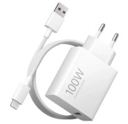 Xiaomi 100W Cargador GAN de Pared para Smartphone USB-A 100W + Cable - Identificacion Inteligente de Dispositivos - Color Blanco