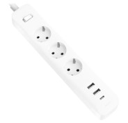 Xiaomi 20W Power Strip Regleta con Interruptor - 3 Tomas Schuko - 2 Puertos USB C 20W + 1 USB A - Carga Rapida 20W - Material Retardante de Llama 750°C - Proteccion Infantil - Cable 1.4 m - Color Blanco