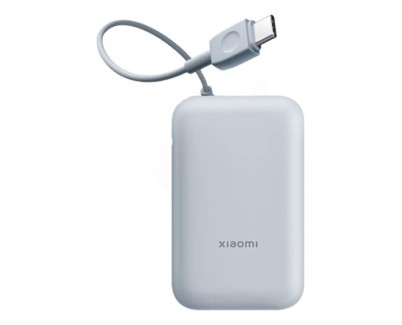 Xiaomi Bateria Externa/Power Bank 10000 mAh con - Carga Rapida 22.5W - Cable de Carga Integrado - Puertos 1x USB-A , 1x USB-C - Color Azul Claro