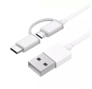 Xiaomi Cable USB-A a MicroUSB con Adaptador a USB-C - Longitud 1m - Color Blanco