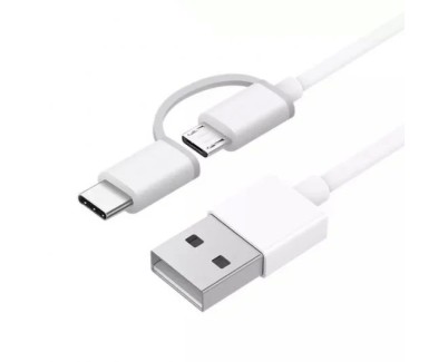 Xiaomi Cable USB-A a MicroUSB con Adaptador a USB-C - Longitud 1m - Color Blanco