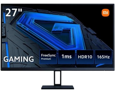 Xiaomi G27i Monitor Gaming LED IPS 27\" Full HD 1080p 165Hz FreeSync Premium - Respuesta 1ms - Relacion de Aspecto 16:9 - Angulo de Vision de 178° - HDMI, DisplayPort - VESA 75x75mm