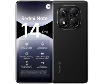 Xiaomi Redmi Note 14 Pro 5G Smartphone Pantalla AMOLED 6.67\" - 8GB - 256GB - Camara Principal 200MP - Bateria 5110mAh - HyperCharge 45W - Color Negro