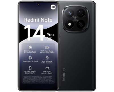 Xiaomi Redmi Note 14 Pro Plus 5G Smartphone Pantalla AMOLED 6.67\" - 8GB - 256GB - Camara Principal 200MP - Bateria 5110mAh - Carga Rapida 120W - Color Negro