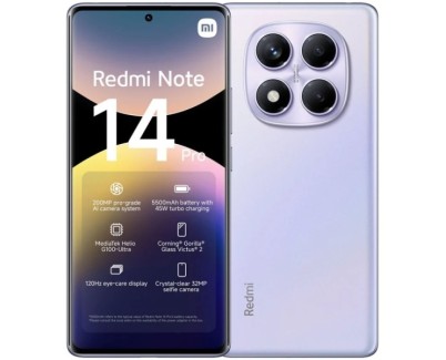 Xiaomi Redmi Note 14 PRO Smartphone Pantalla AMOLED 6.67\" - 8GB - 256GB - Camara Principal 200MP - Bateria 5500mAh - HyperCharge 45W - Color Morado