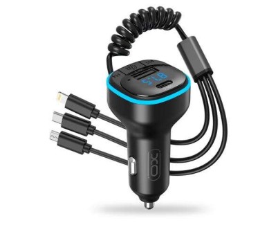 XO Adaptador Bluetooth para Coche - Conexion Inalambrica 50 - Reproduce Desde Smartphone y Pendrive - Puerto USB y Tipo C - Funcion Manos Libres - Pantalla LED - Dimensiones 35x35x75mm - Peso 50gr - Color Negro