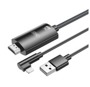 XO Adaptador de Cable Lightning A Hdmi - Longitud de 1.8m - Soporte de Resolucion 2K(60Hz)/1080P - Intercambio de Datos y Audio - Fuente de Alimentacion USB - Color Negro