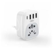 XO Adaptador de Enchufe Internacional - Potencia 2500W - USBx3 + USB-C - Color Blanco