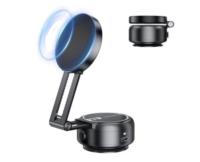 XO C166 Soporte de Coche para Smartphones - Succion Electrica - Bateria Integrada - Brazo Telescopico - Anclaje Magnetico - Color Negro