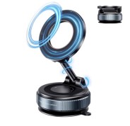 XO C169 Soporte Magnetico de Coche para Smartphones - Fijacion por Vacio - Rotacion 360º - Brazo Extensible - Multisuperficie - Boton de Liberacion  - Aro Metalico Incluido - Color Negro