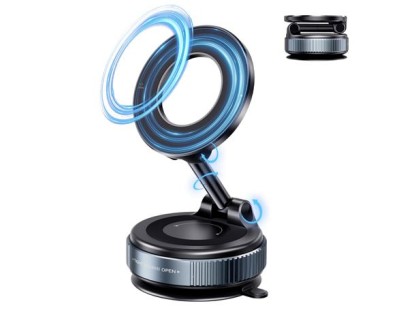 XO C169 Soporte Magnetico de Coche para Smartphones - Fijacion por Vacio - Rotacion 360º - Brazo Extensible - Multisuperficie - Boton de Liberacion  - Aro Metalico Incluido - Color Negro