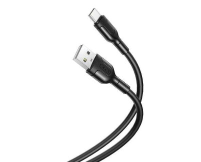 XO Cable de Carga y Transmision de Datos Tipo C - Longitud 1m - Silicona Suave y Duradera - Alta Velocidad 5V, 2.1A - Conector Tipo C (Negro)