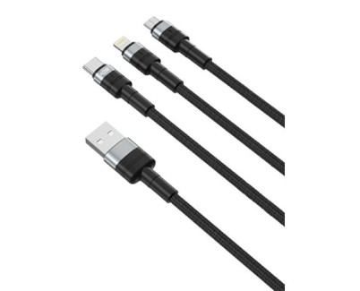 XO Cable NBQ191 Carga Rapida 40W 3 en 1 - Micro + Tipo C + Lightning a USB