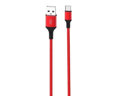 XO Cable USB A Macho a Tipo C - 2.4A - Carga + Transmision de Datos Alta Velocidad - 1m - Color Rojo
