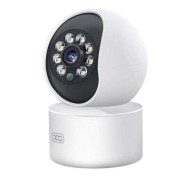 XO Camara de Seguridad Wifi - Resolucion 3mpx 2304x1296 - Deteccion de Movimiento 0-10m - Vision Nocturna - Intercomunicador de Voz - Grabacion en Bucle - Rotacion Ajustable - Soporta MicroSD hasta 128Gb - Color Blanco