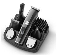 XO CF30 Cortapelos Recargable - 4 Cabezales para Distintas Zonas - 10 Accesorios - 2 Velocidades - Display - Color Negro
