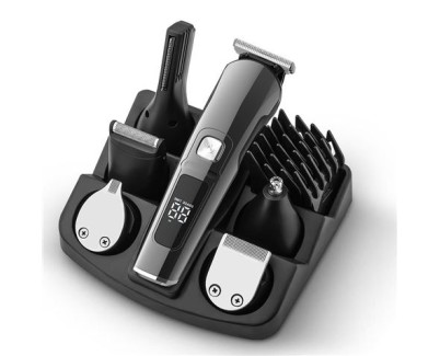 XO CF30 Cortapelos Recargable - 4 Cabezales para Distintas Zonas - 10 Accesorios - 2 Velocidades - Display - Color Negro