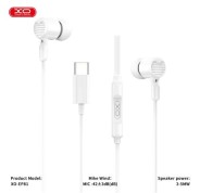 XO EP81 Auriculares Intrauditivos con Microfono - Conexion USB-C - Cable de 1.20m - Color Blanco