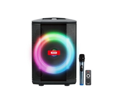 XO F53 Altavoz Karaoke - Bluetooth 5.0 - 40W - Funcion TWS - Iluminacion RGB - Microfono Inalambrico Incluido - Bluetooth, FM, USB y MicroSD - Color Negro