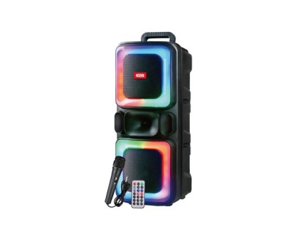 XO F55 Altavoz Karaoke - Bluetooth 5.0 - 20W - Funcion TWS - Iluminacion RGB - Microfono con Cable Incluido - Bluetooth, FM, USB y MicroSD - Color Negro