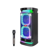 XO F58 Altavoz Karaoke - Bluetooth - 40W - Iluminacion RGB - Microfono Inalambrico Incluido - Entrada para Instrumentos y Microfonos Adicionales - Color Negro